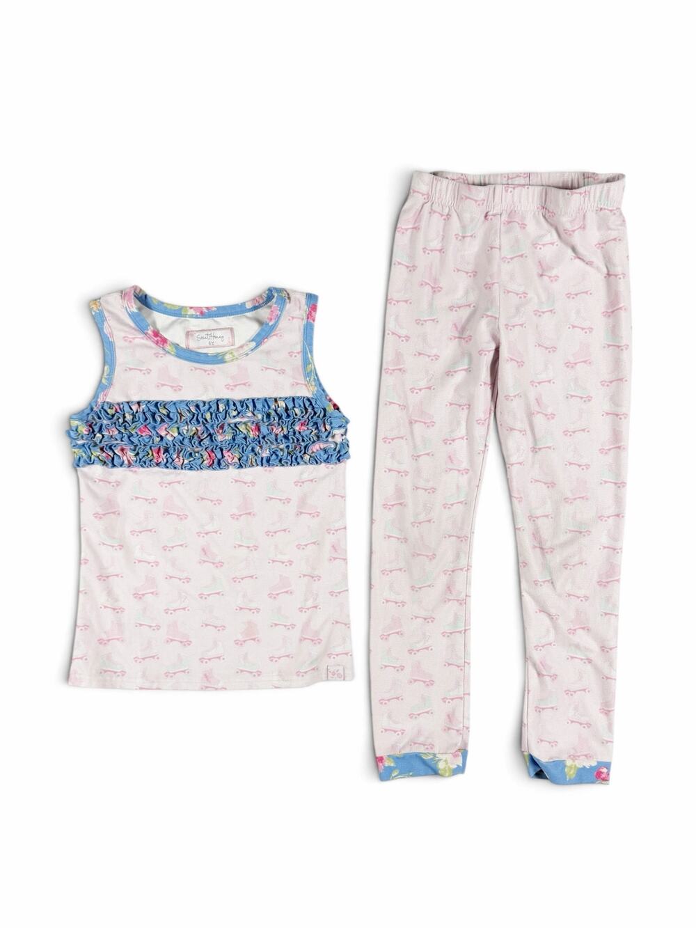 SweetHoney Girls Roller Skate Ruffle Pajama Set Pink 6 year